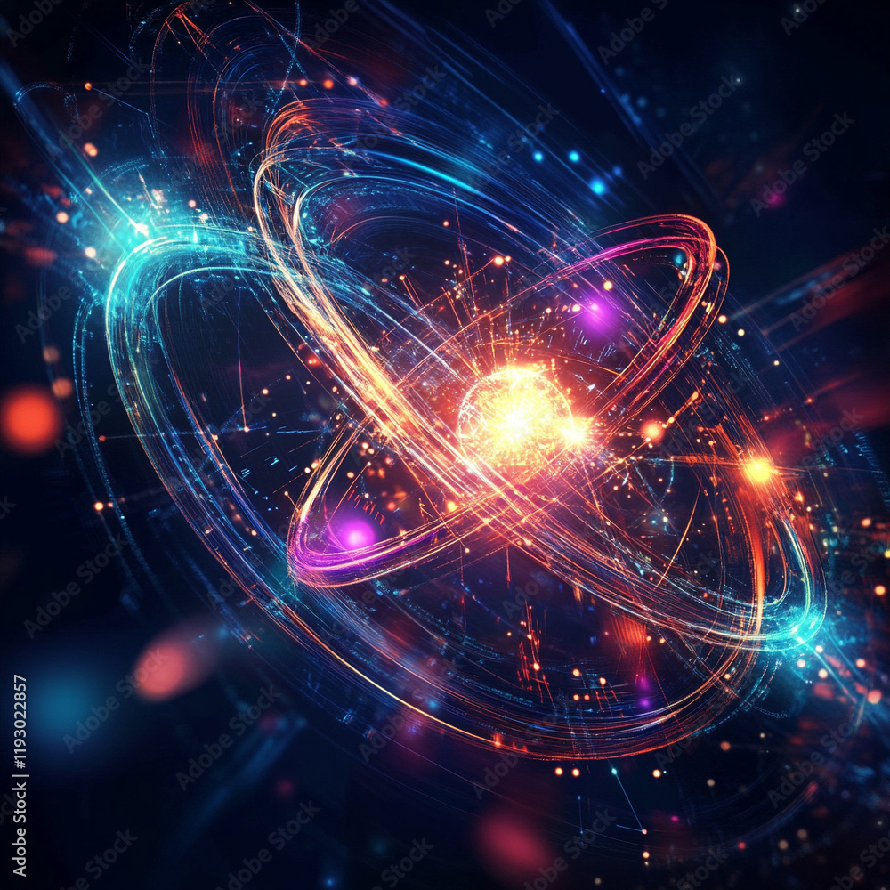 Poster exploring quantum dynamics a visual journey through particle interaction abstract universe digital a
