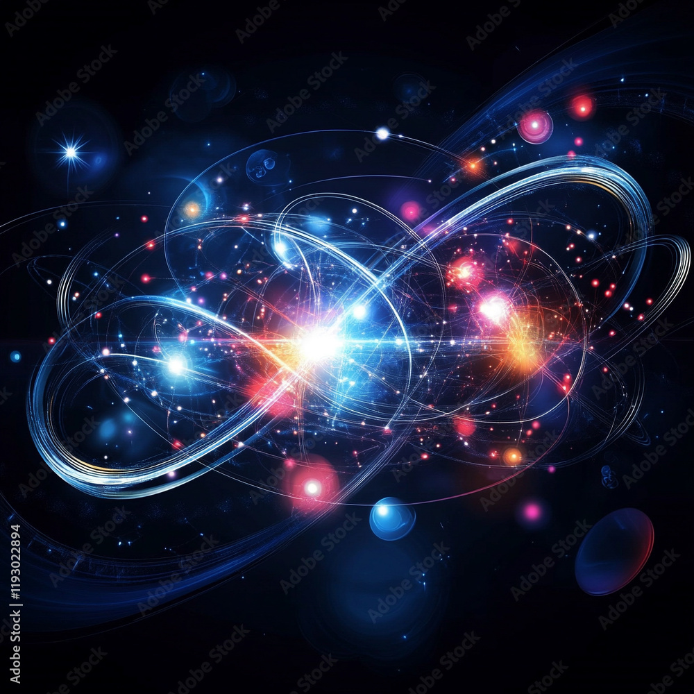 Poster dynamic cosmic energy interaction abstract universe digital art colorful environment close-up view s