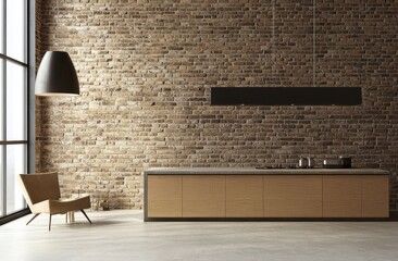A vintage design style featuring a concrete brick wall.