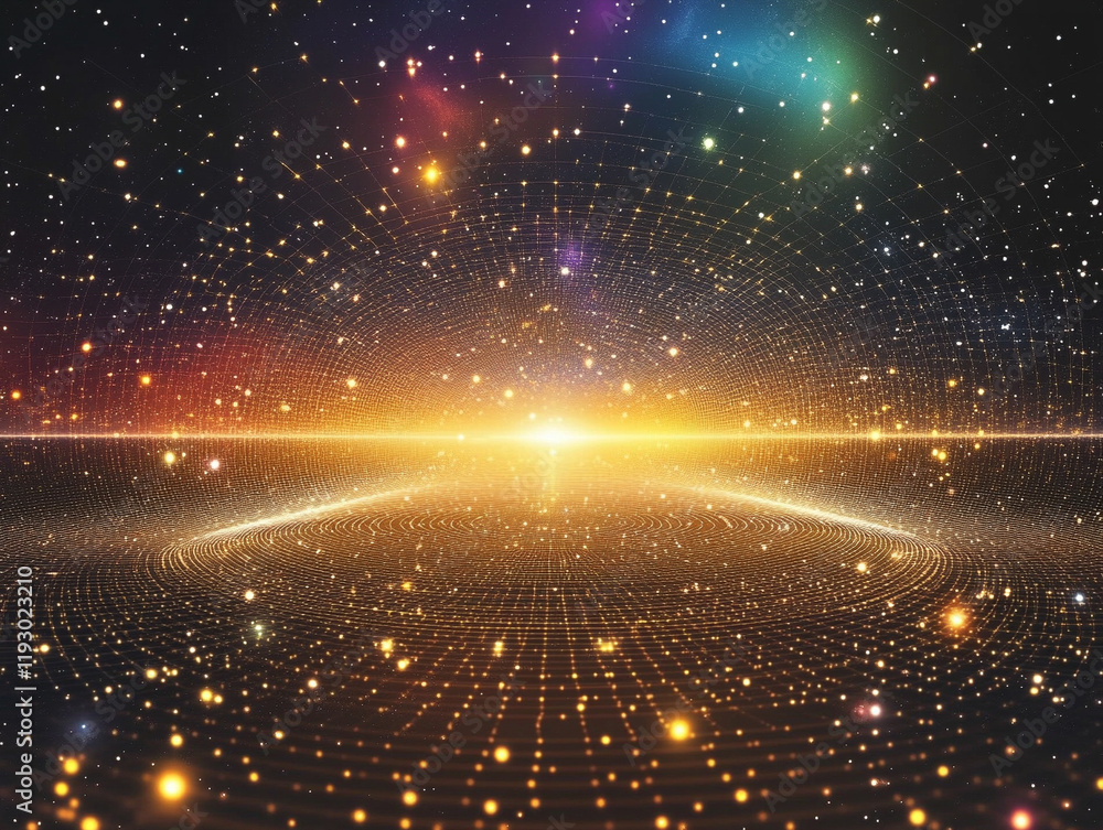Poster cosmic light burst universe digital art celestial scene aerial view visualizing the infinite nature 