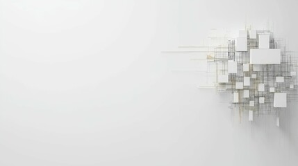 Abstract geometric structure on a minimalist white background, suggesting innovation and design.