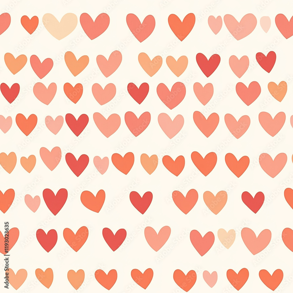 Poster Watercolor heart texture in shades of peach and red for Valentine's Day patterns