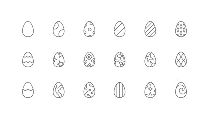 Easter Patterned Eggs | Set of line icons with editable stroke