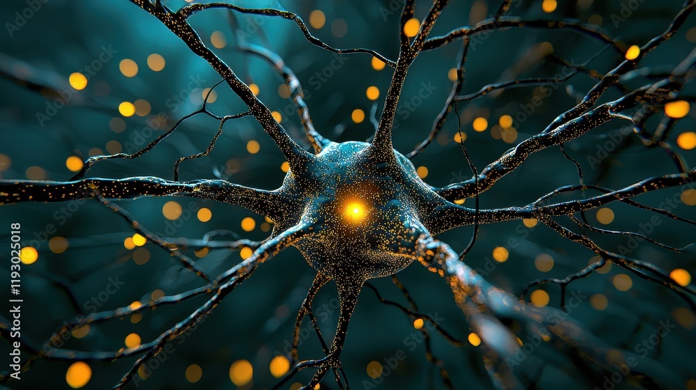 Poster intricate neural network structure close-up