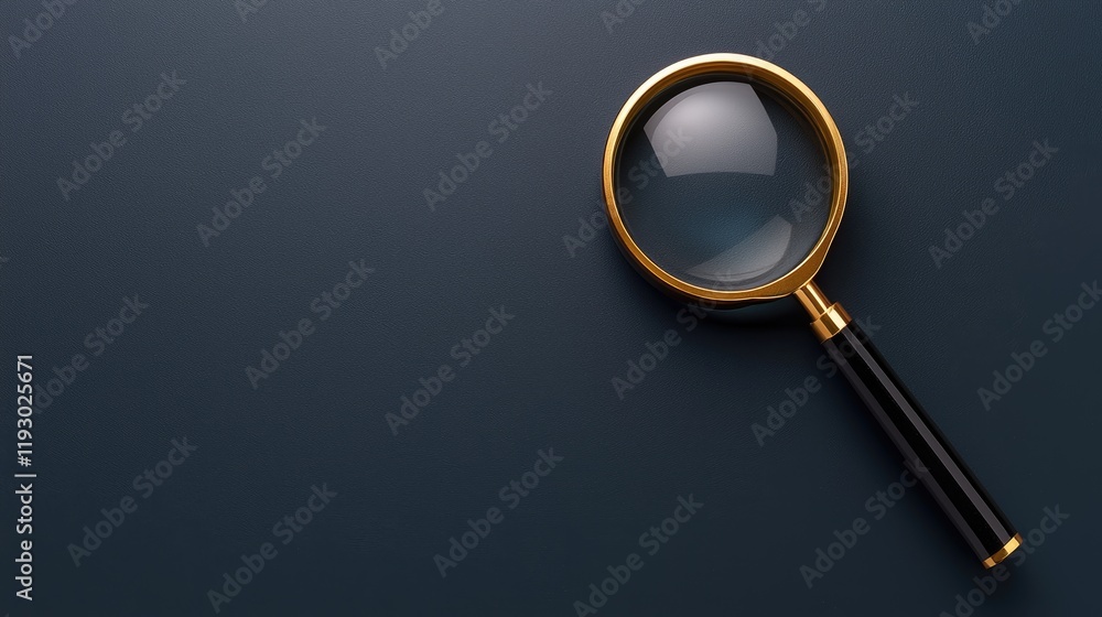 Poster exploring magnifying glass techniques in photography studio image analysis dark background close-up 