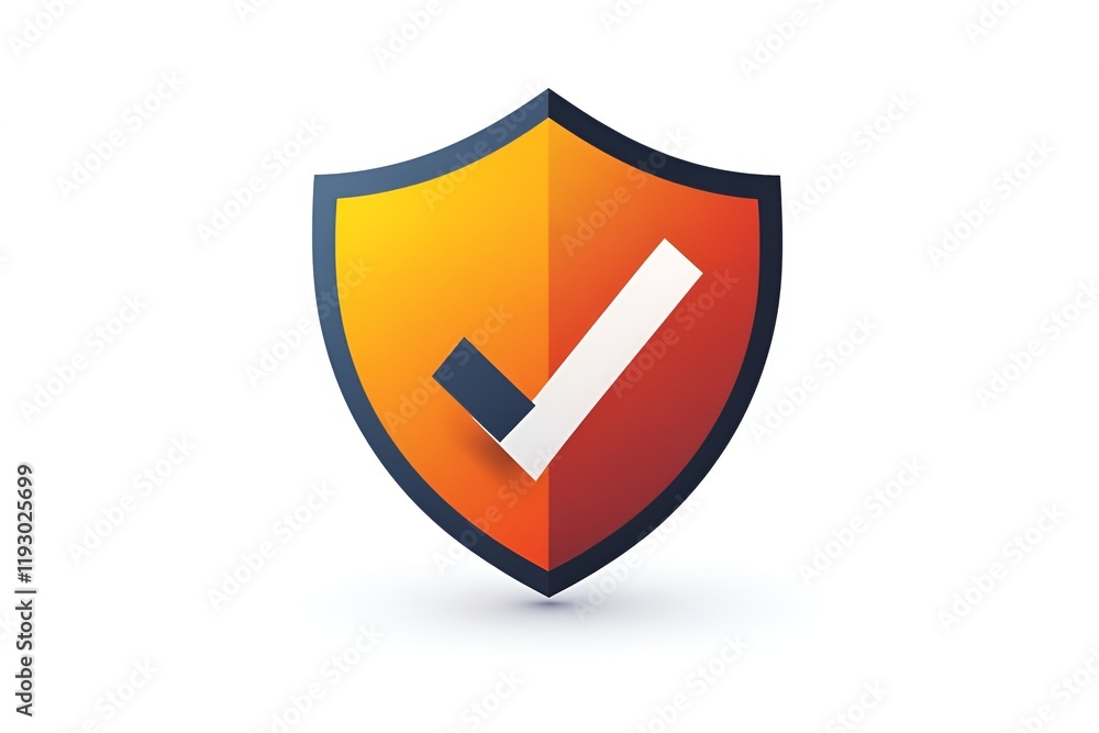 Poster abstract shield icon with a checkmark, symbolizing resilience and success.