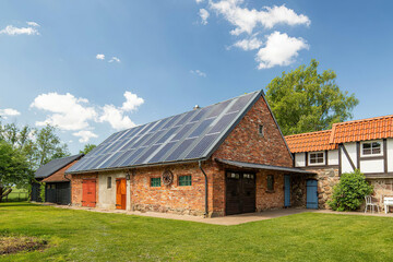 Obraz premium typical european village house, summer background