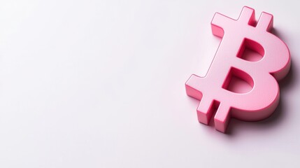 Obraz premium A pink Bitcoin symbol against a clean background, representing cryptocurrency and digital finance.