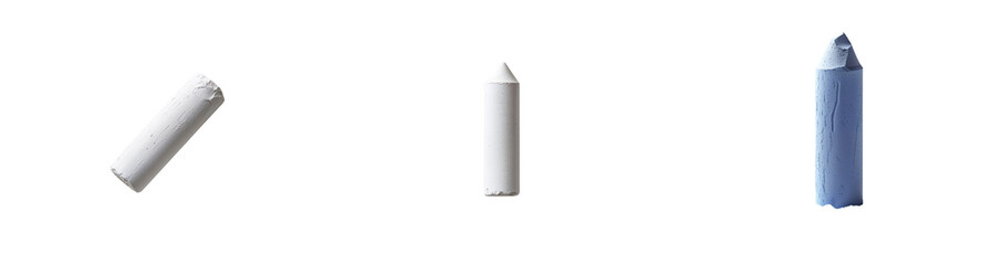 Collection of chalk isolated on a white background as transparent PNG
