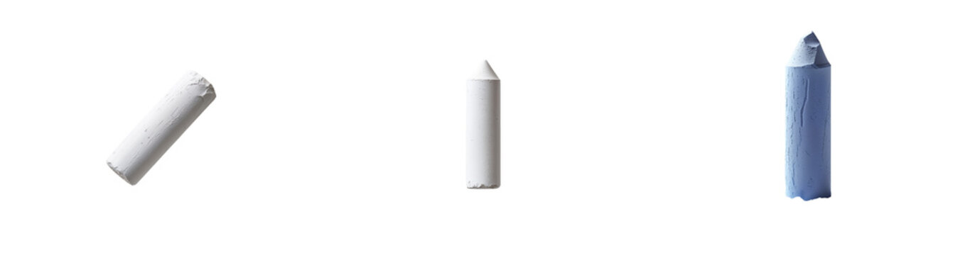 Collection of chalk isolated on a white background as transparent PNG
