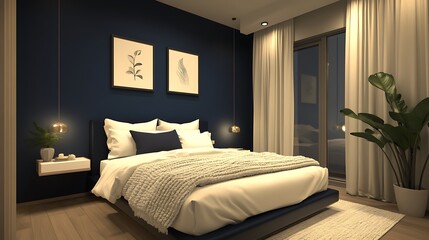 Cozy bedroom with private closet space modern interior design tranquil environment stylish viewpoint
