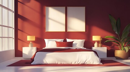 Cozy bedroom with closet space private relaxation area modern decor sunlit ambiance