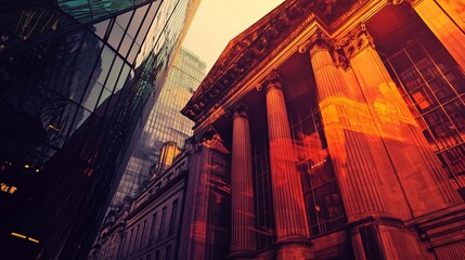 Modern and classical architecture symbolize the blend of traditional and alternative finance.