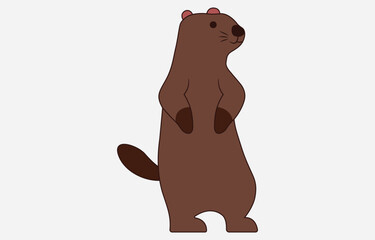Cute Groundhog Cartoon Vector Illustration Isolated on white background