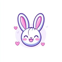 Fototapeta premium Happy bunny cartoon, isolated, white background, valentines, children's illustration