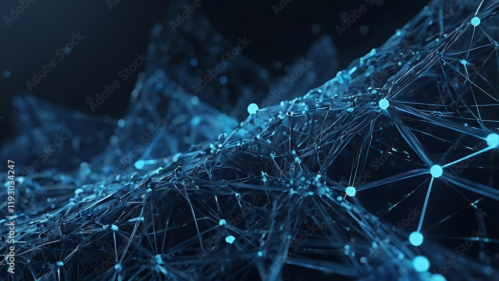 Aufkleber a blue abstract network of connected points and lines, for business presentations and backgrounds
