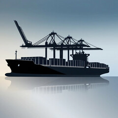 A majestic silhouette of a container ship with crisp