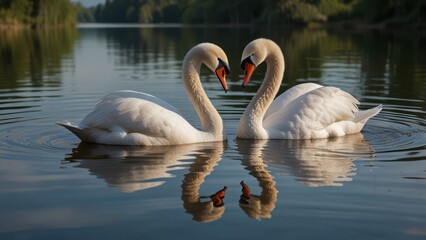 Fototapeta premium two swans in the lake