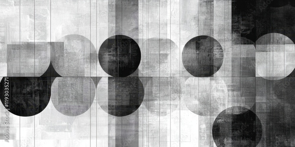 Wall mural interplay of shapes conveys a message of harmony and balance.