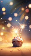 Celebratory beach bonfire with tropical cake oceanfront festive dessert nighttime upbeat vibe for a memorable gathering