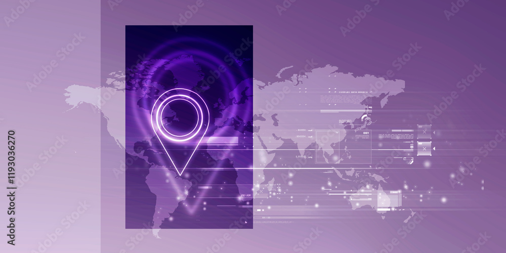 Poster 2d illustration red map pointer