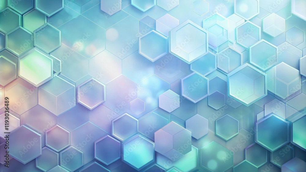 Fototapete abstract hexagonal pattern background with soft glowing hues