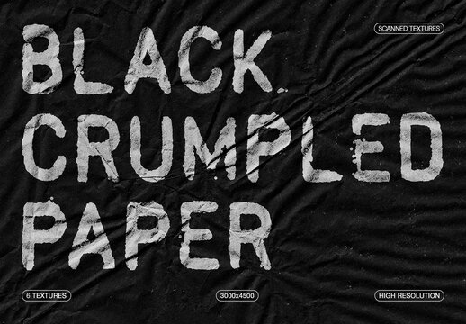 Black Crumpled Paper Texture Photo Effect Bundle