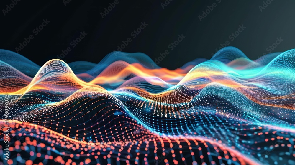 Aufkleber vibrant abstract wave patterns create a dynamic digital landscape, symbolizing movement and energy