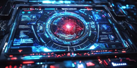 Fototapeta premium Sleek Data Panels Enhance Space Aesthetics