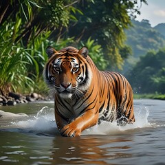 Fototapeta na wymiar tiger in the river