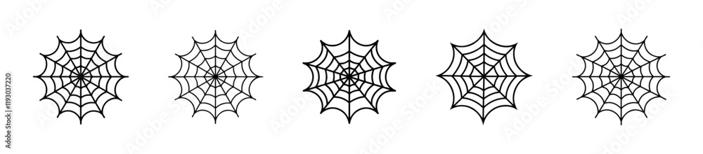 Poster spider web vector icon set in minimal style