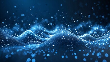 Dark blue and glow particle abstract background 