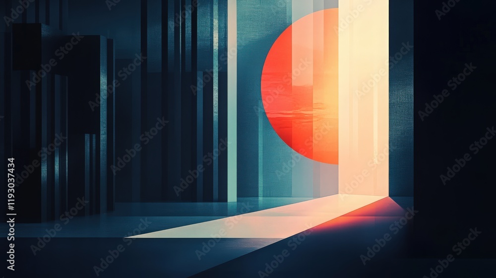 Poster abstract composition with geometric shapes and contrasting colors for design projects