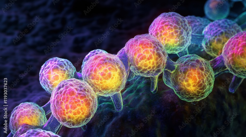 Aufkleber magnified view of colorful viruses illustrating scientific study of microorganisms in detailed repre