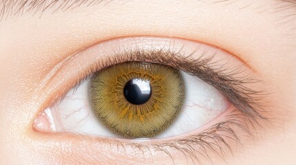 Close-Up View of a Human Eye with Green Iris and Detailed Textures, Featuring Natural Elegance and Unique Color Patterns for Visual Impact
