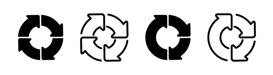 Circular Arrow Cycle Vector Icons Set