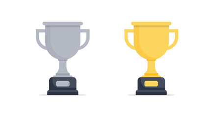 Gold and Silver Trophy Cups Vector Set