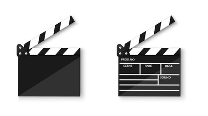 Film Clapperboards with Open and Detailed View Vector Set