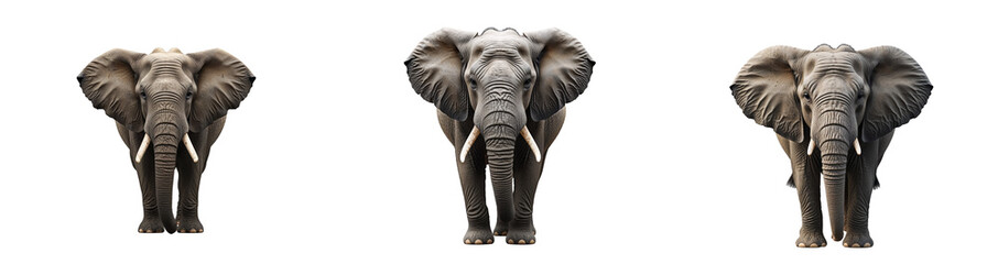 Fototapeta premium Collection of elephant isolated on a white background as transparent PNG 