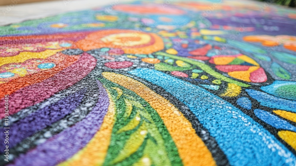 Aufkleber a close-up view of a vibrant hand-painted colorful abstract pattern with textured surface