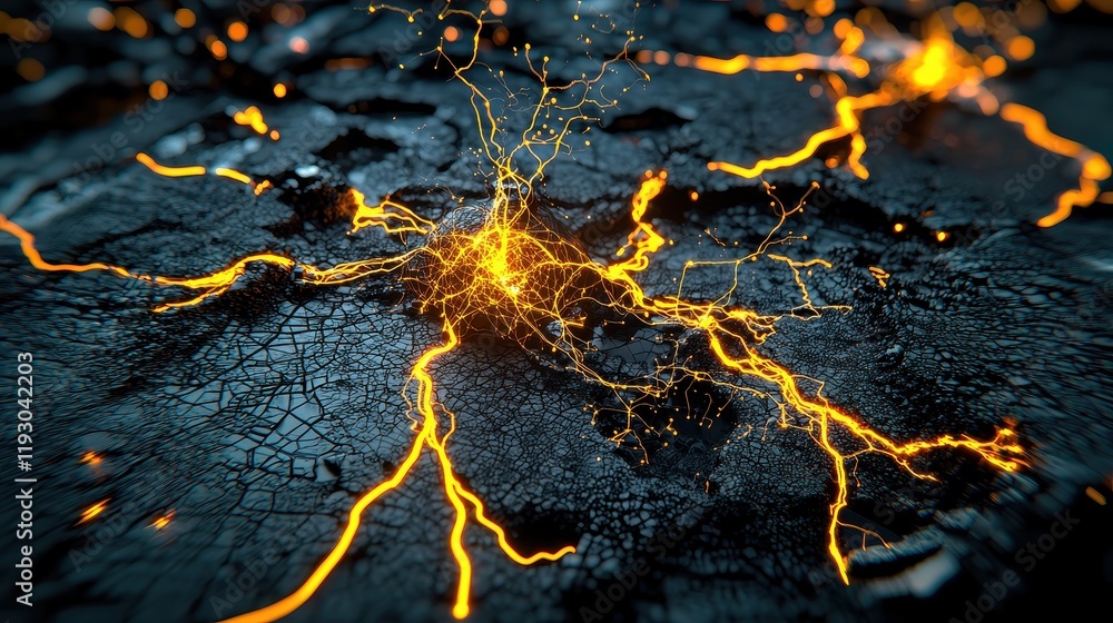 Poster dynamic abstract lightning on dark surface