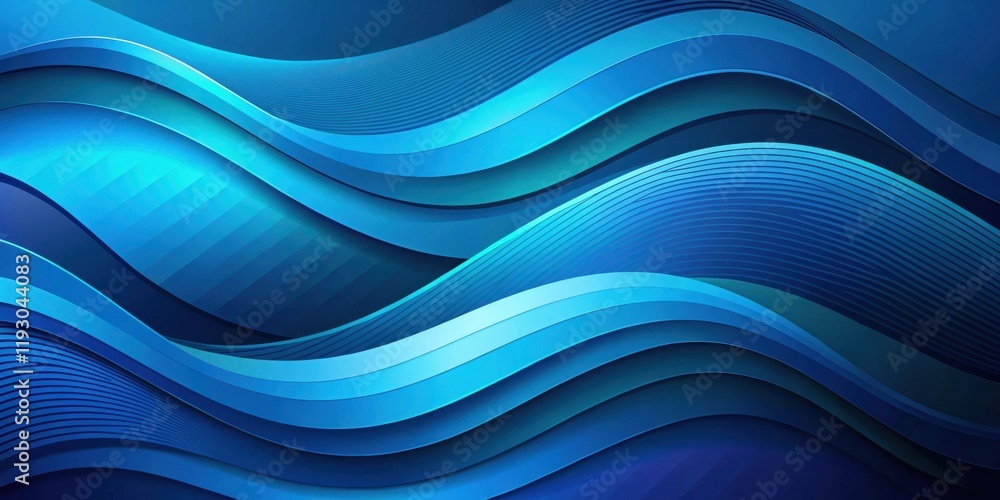 Wall mural Abstract Blue Wave Background Design with Layered Curves