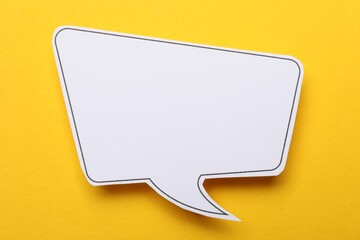 Blank speech bubble on yellow background. Space for text