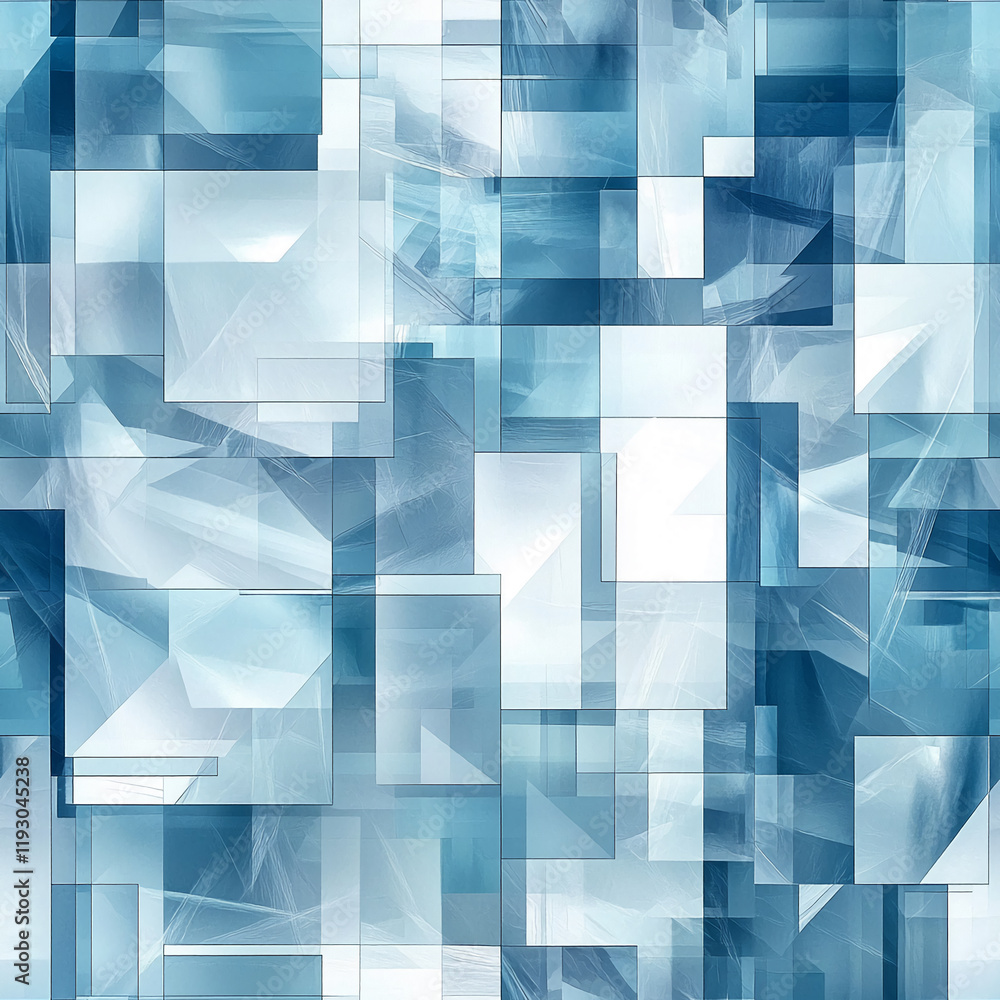 Poster Abstract blue geometric pattern texture with overlapping squares