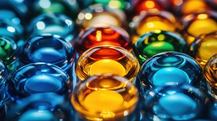 Colorful Glass Marbles in a Vibrant Display of Light and Texture