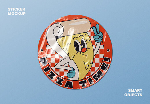 Wrinkled Shiny Sticker Mockup