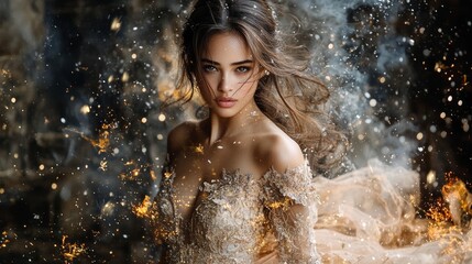 Obraz premium Fashionable Woman in Winter Snow