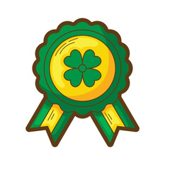 Green and yellow award ribbon featuring a four leaf clover, perfect for St. Patrick's Day celebrations and Irish Themed designs