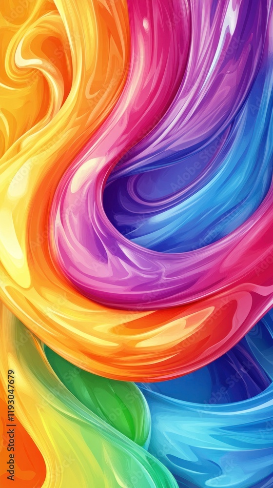 Poster colorful abstract swirls creating a vibrant and dynamic composition
