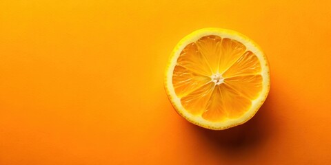 Vibrant citrus slice on a bright, sunny yellow background, perfect for summer designs and refreshing visuals.